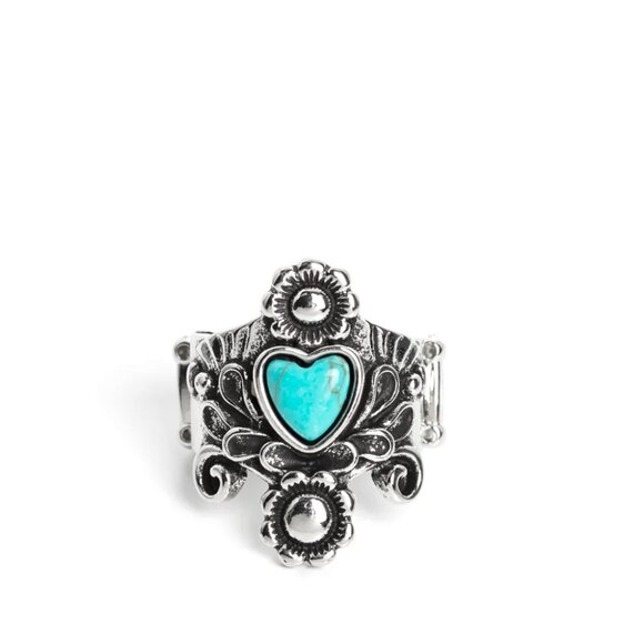 Paparazzi Jewelry Accessories - Trailblazing Tribute - Blue Ring - Vintage - Picture 2 of 4